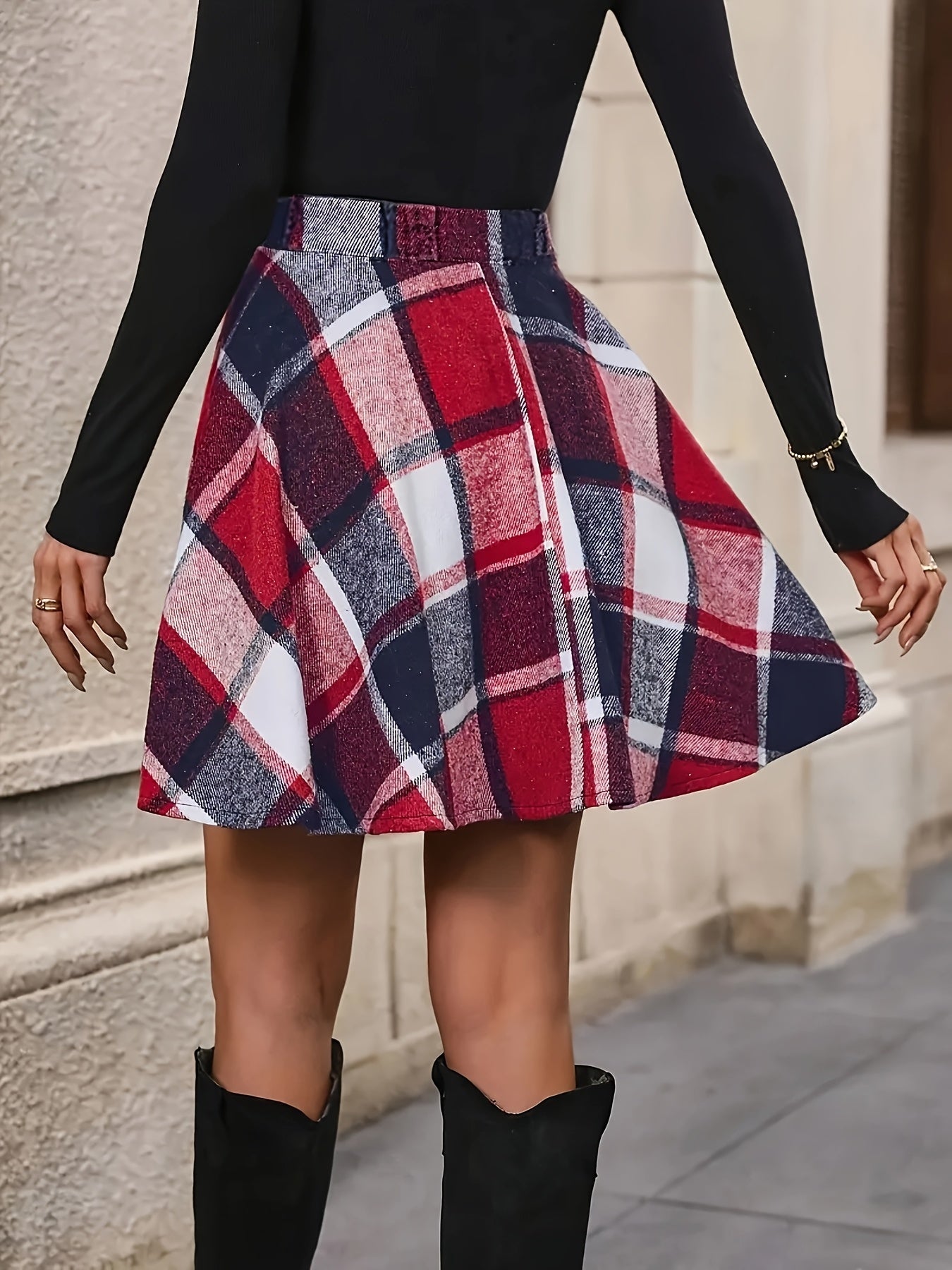 Chic Women's Plaid A-Line Mini Skirt