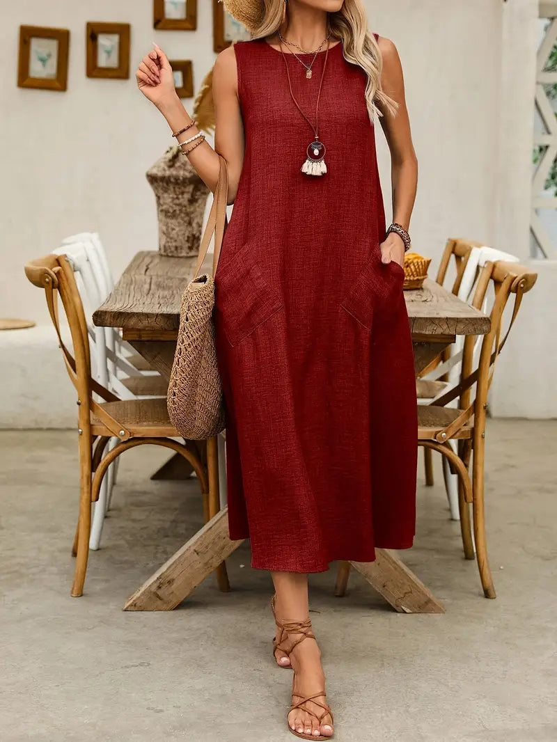 Casual Sleeveless Dress for Women in Solid Colors