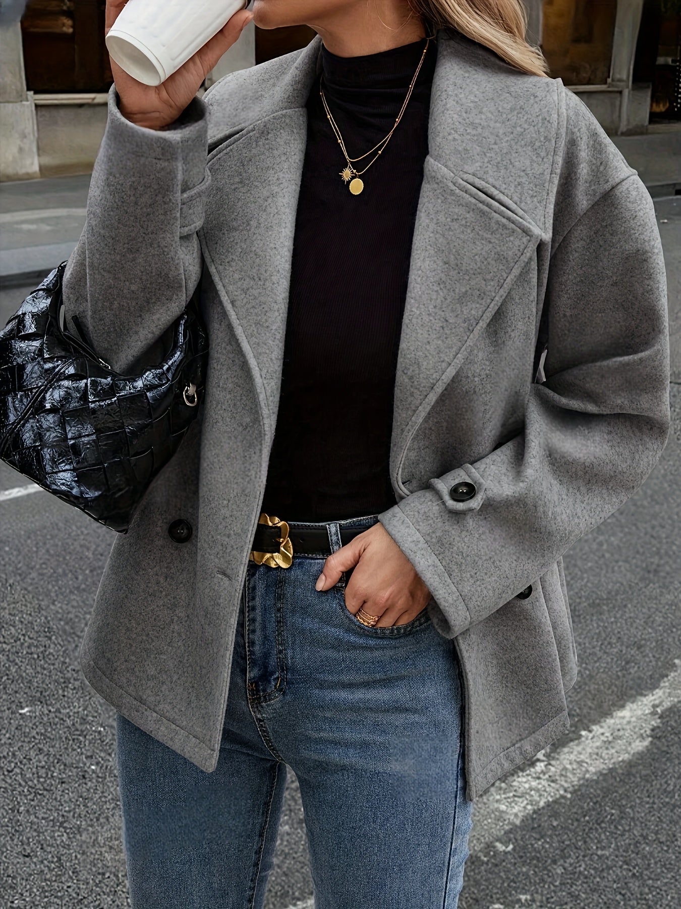 Women's Stylish Double-Breasted Collar Coat