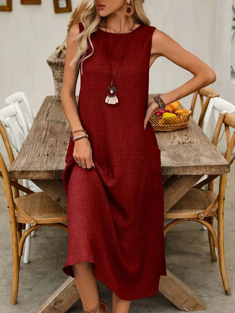 Casual Sleeveless Dress for Women in Solid Colors