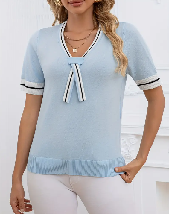 Women's V-Color Block Chic Blouse