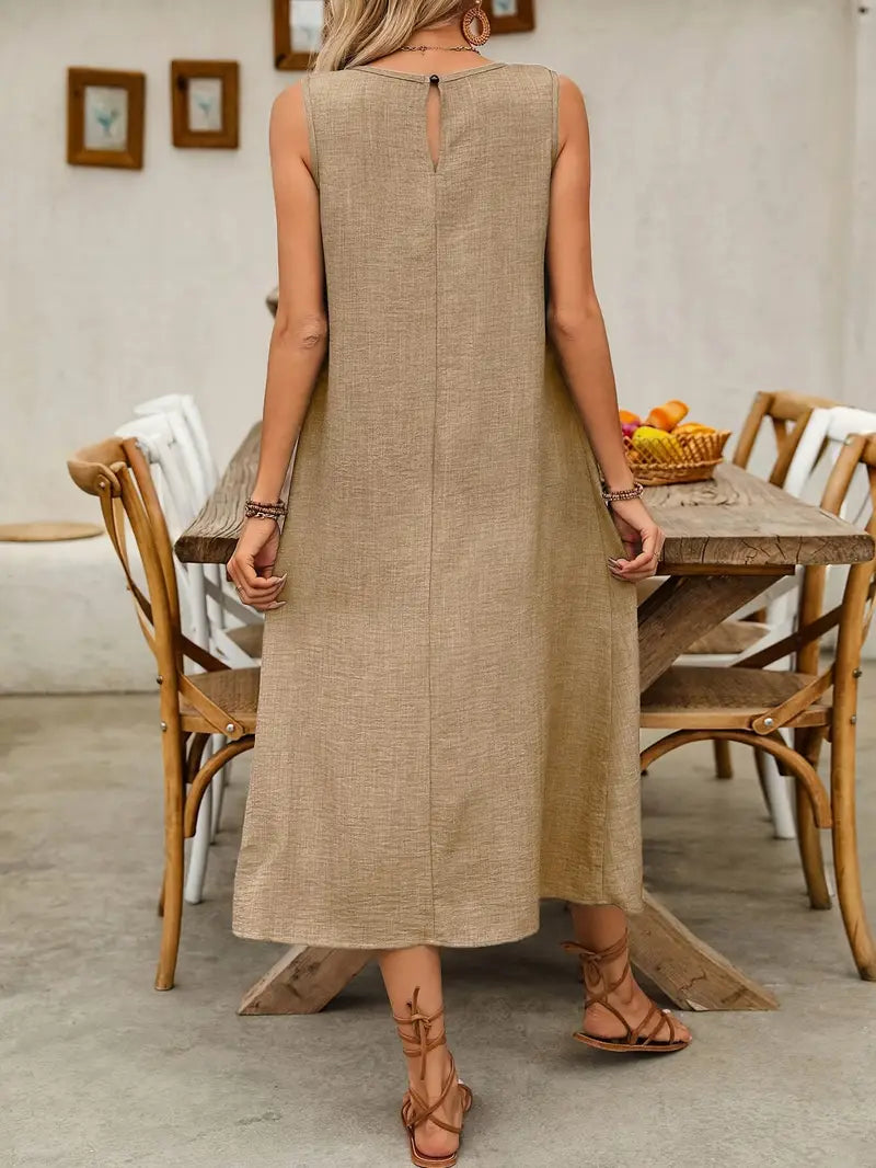 Casual Sleeveless Dress for Women in Solid Colors