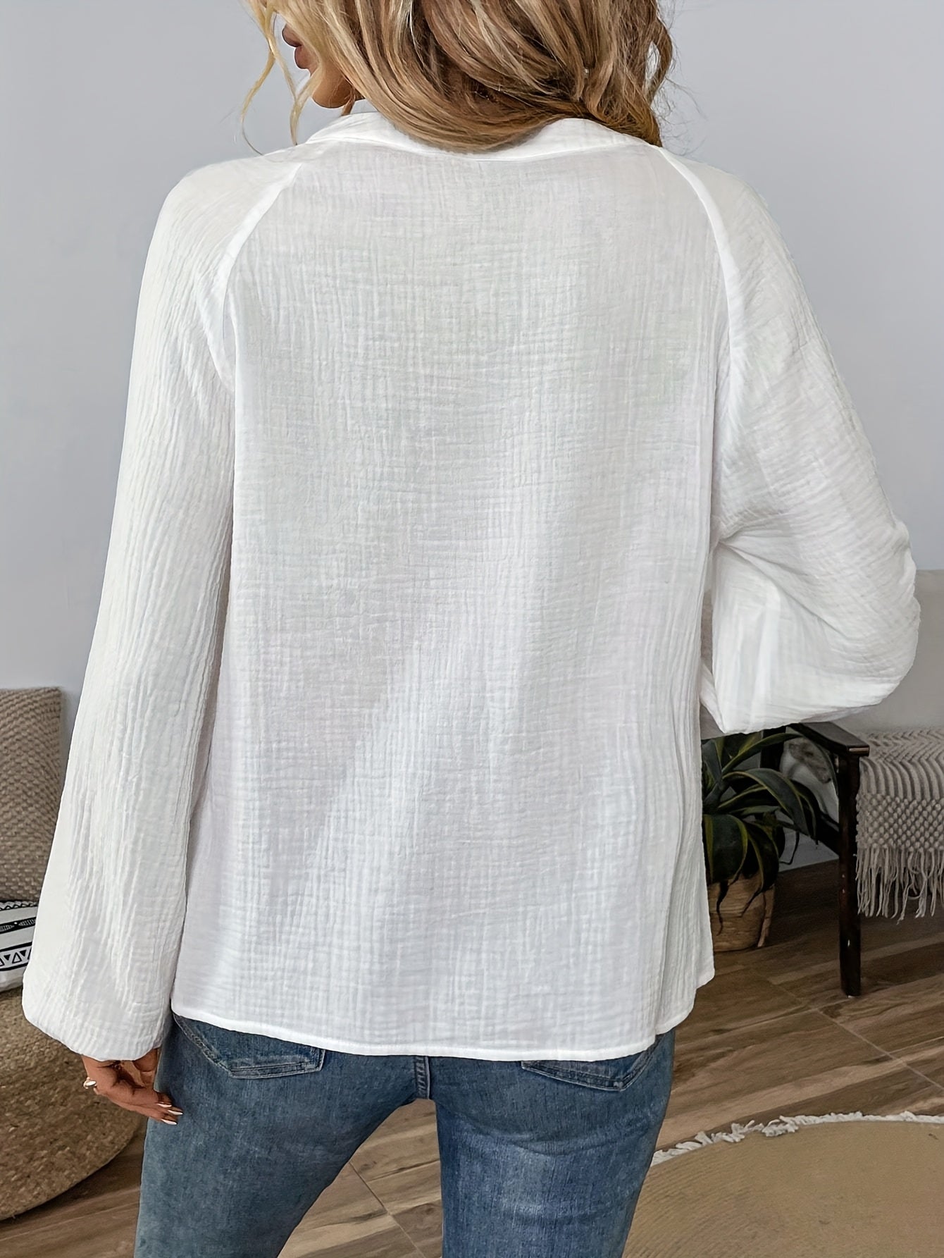 White Bohemian Shirt by Pesley with Color Block Embroidery