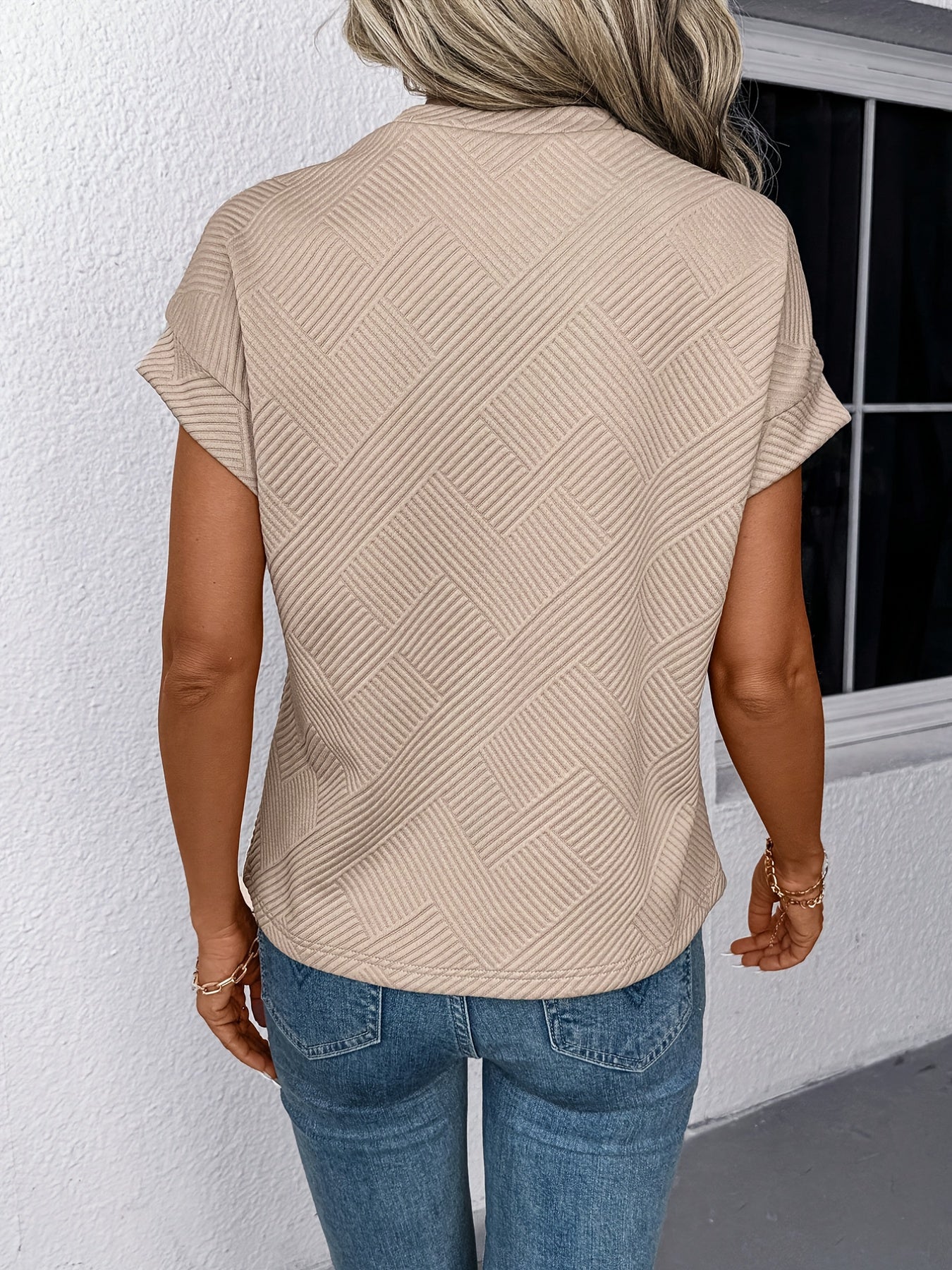Elegant Textured Short-Sleeve Blouse