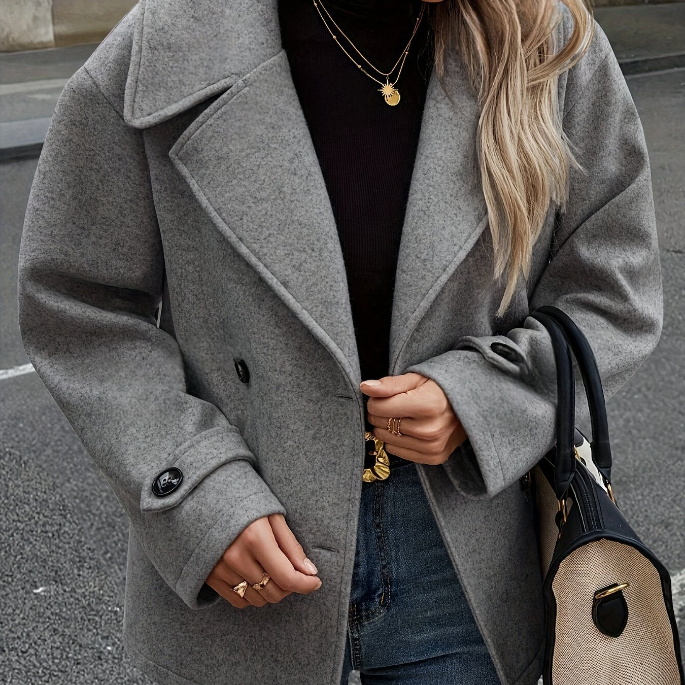 Women's Stylish Double-Breasted Collar Coat