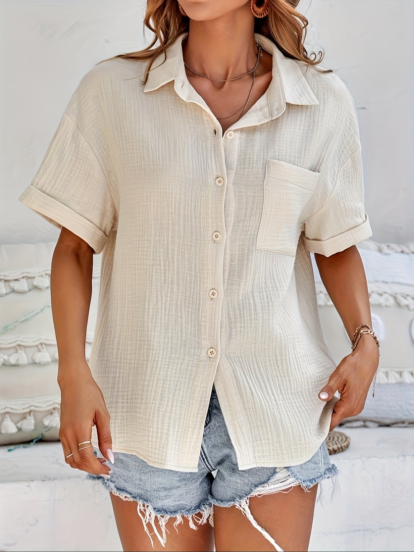 Women's Summer Blouse with Batwing Sleeves