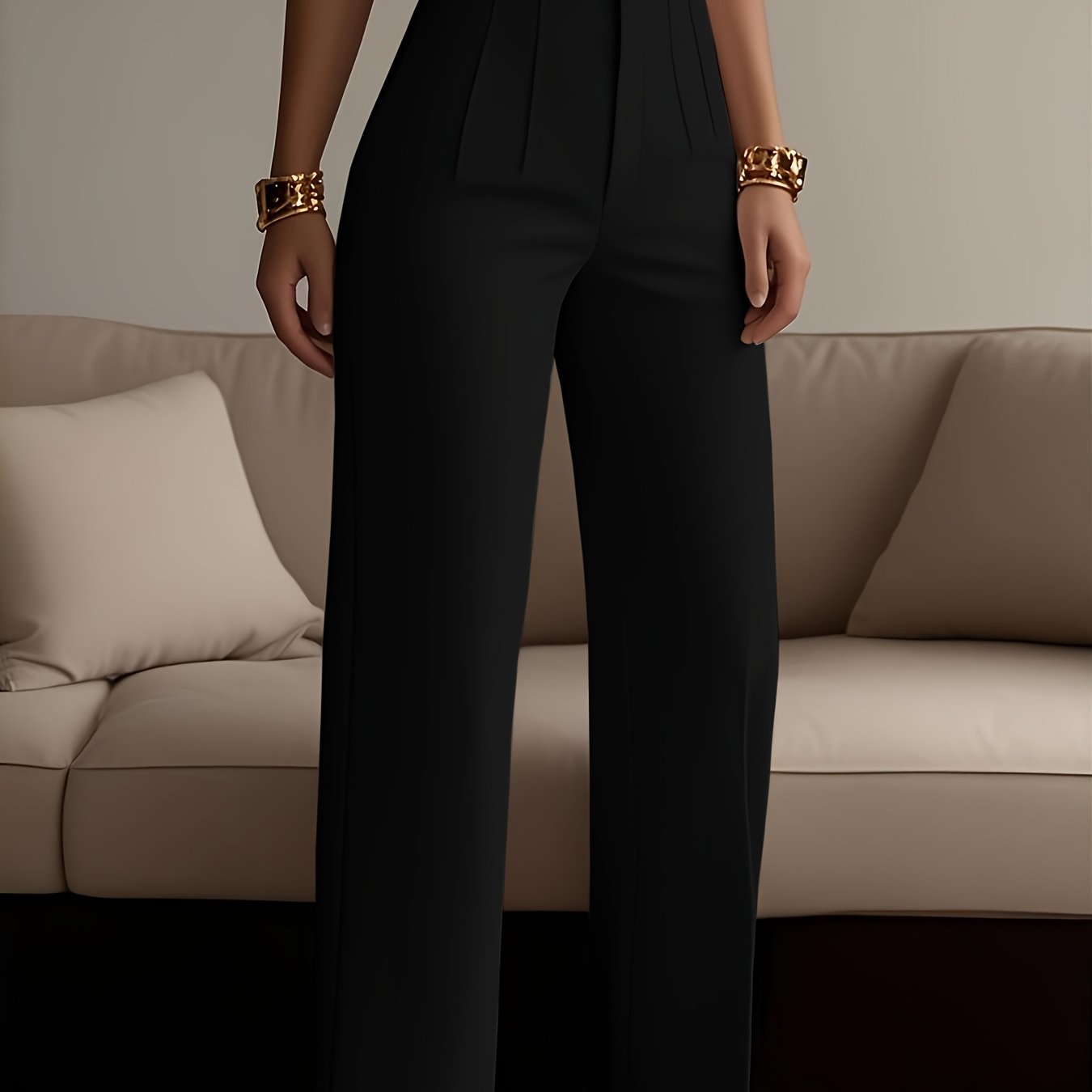 Women's Solid Color Zipper Detail Pants
