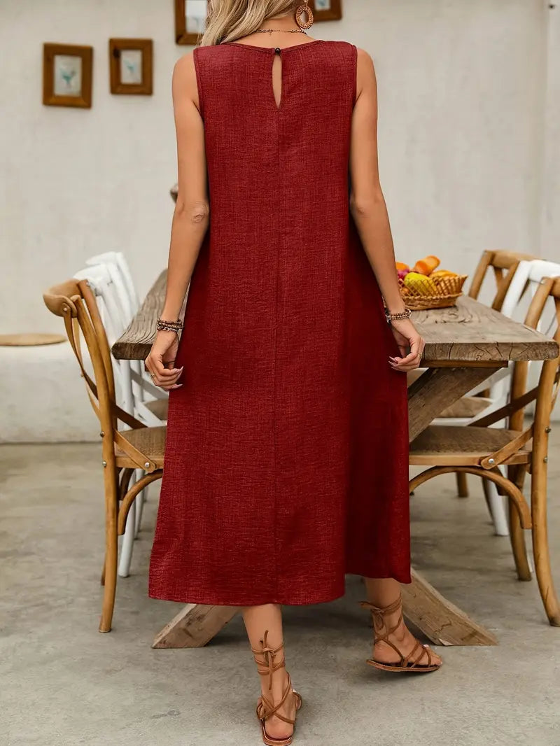 Casual Sleeveless Dress for Women in Solid Colors
