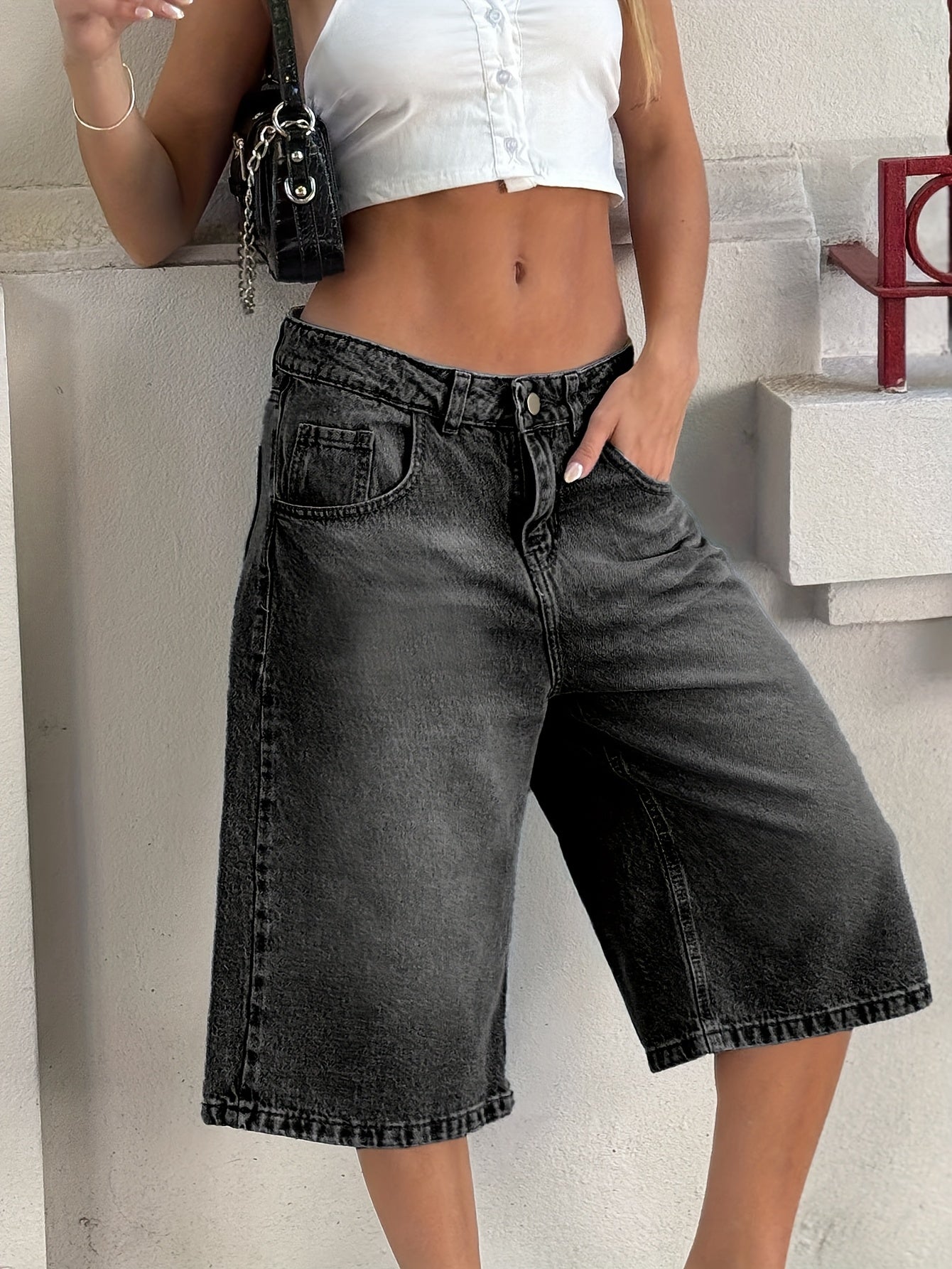 Women's Light Blue Denim Bermuda Shorts