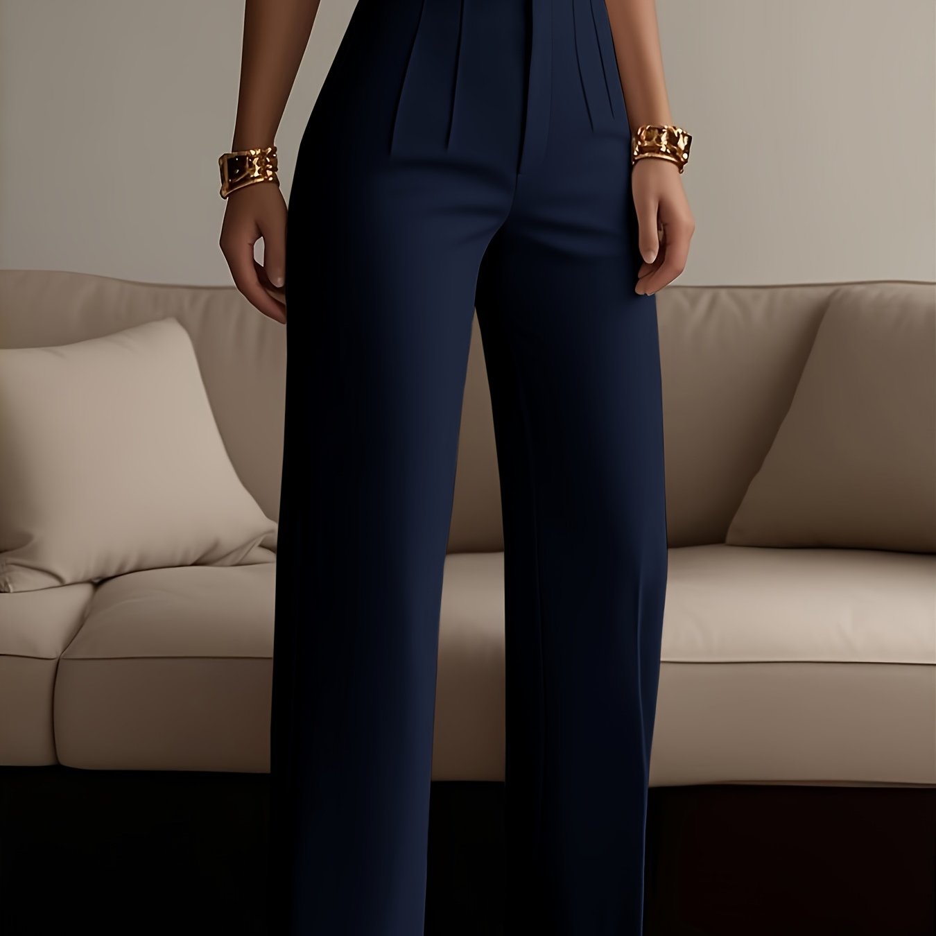 Women's Solid Color Zipper Detail Pants