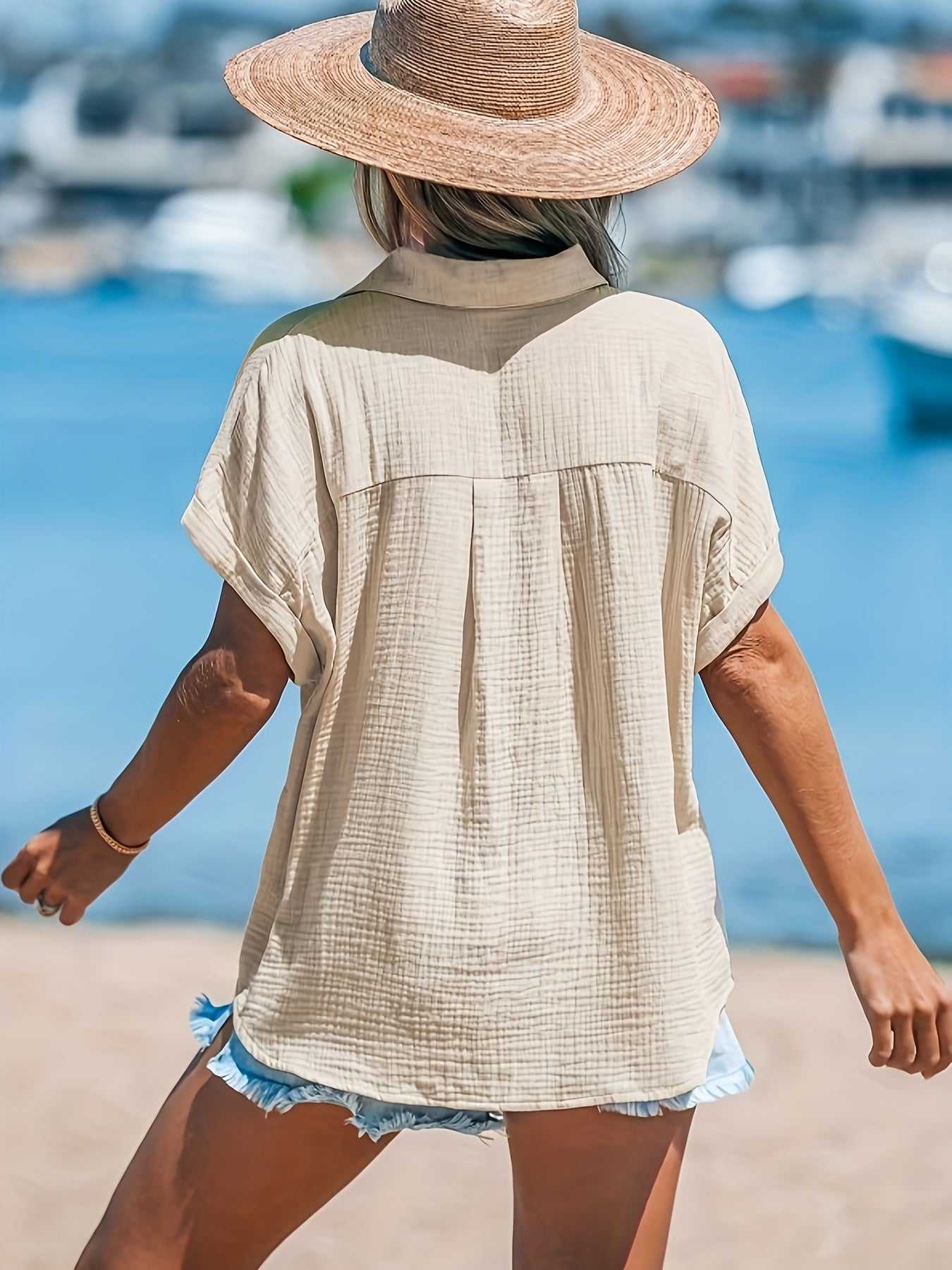 Women's Summer Blouse with Batwing Sleeves