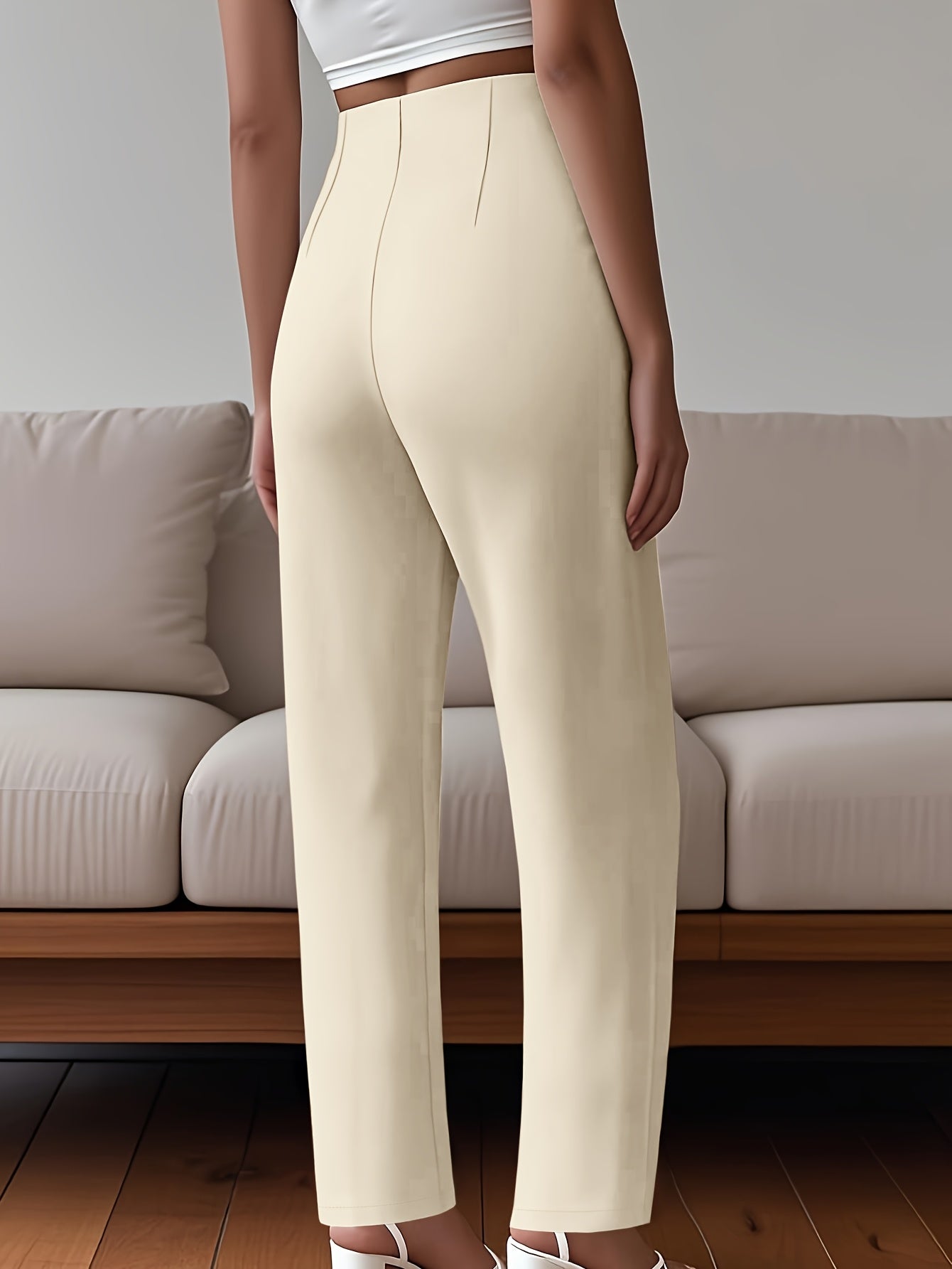 Women's Solid Color Zipper Detail Pants