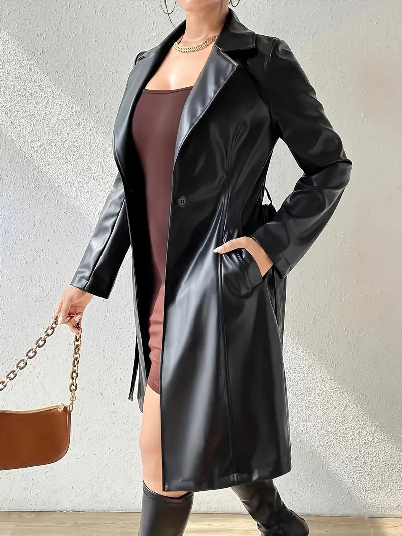Chic Brown PU Leather Jacket for Women