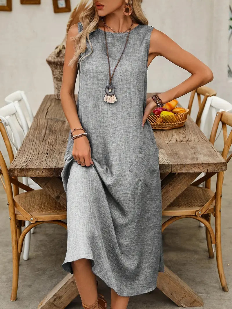 Casual Sleeveless Dress for Women in Solid Colors