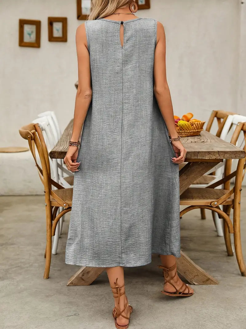 Casual Sleeveless Dress for Women in Solid Colors
