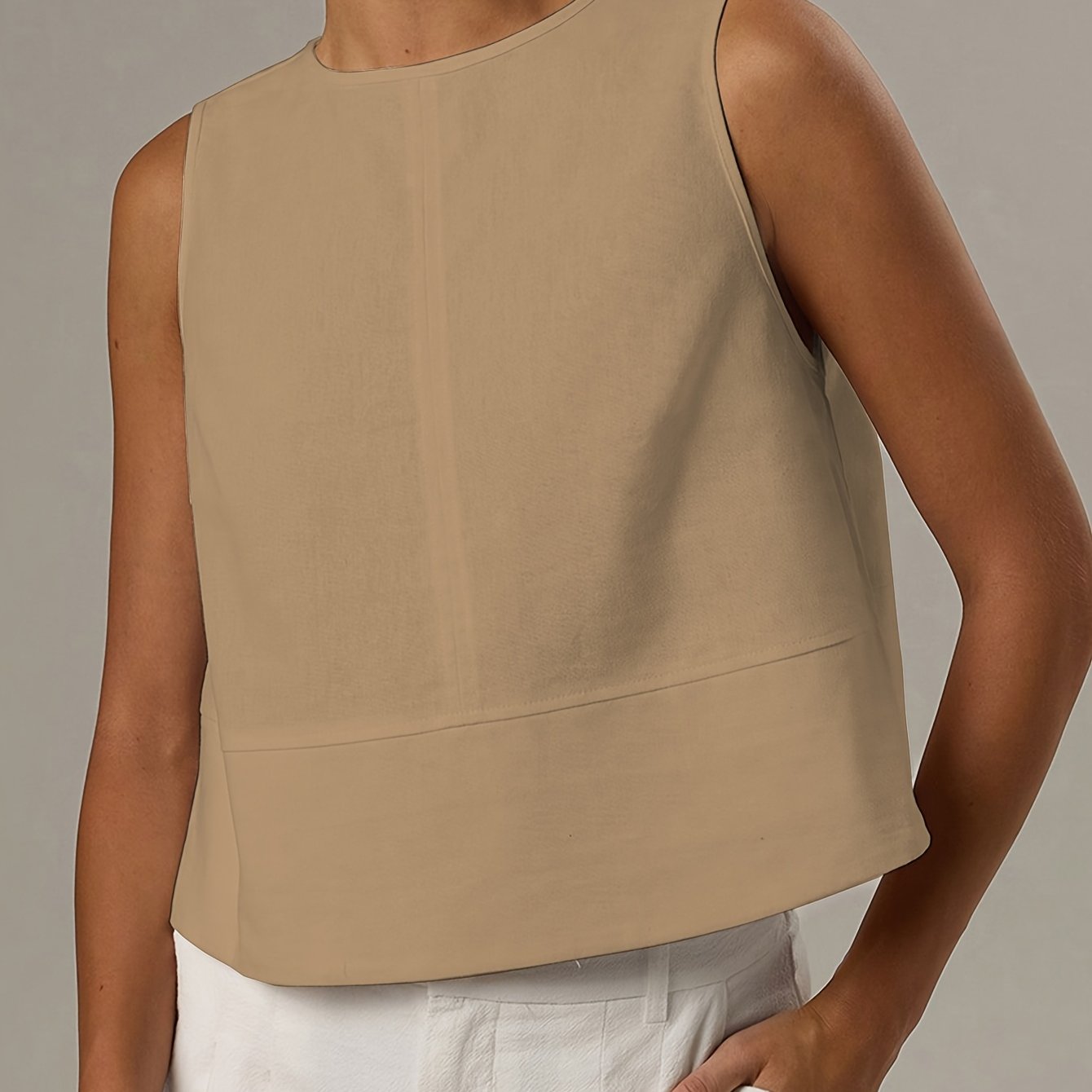 Women'S Sleeveless Crew Neck Blouse