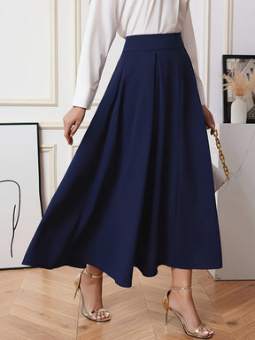 Women's Navy Blue High-Waisted A-Line Skirt