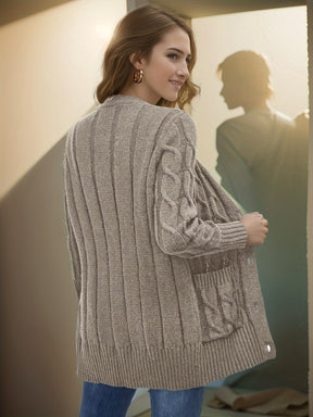 Women's Stylish Front-Open Cardigan with Button Detail