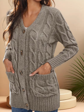 Women's Stylish Front-Open Cardigan with Button Detail
