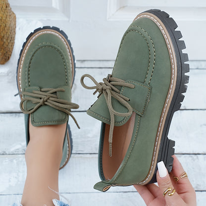 Retro-Style Women's Green Oxford Loafers