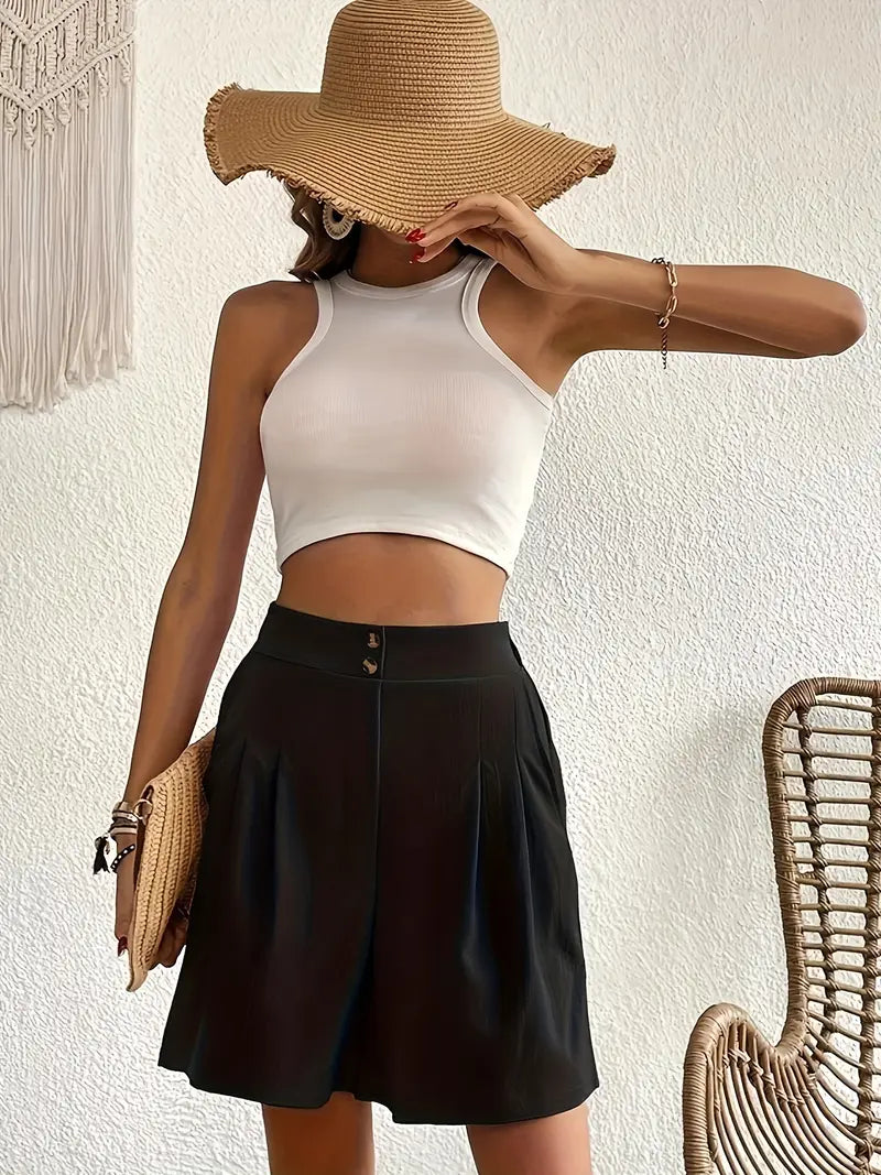 Women's High-Waisted Wide-Leg Shorts