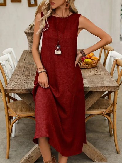 Casual Sleeveless Dress for Women in Solid Colors
