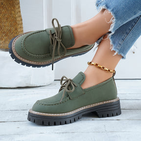 Retro-Style Women's Green Oxford Loafers