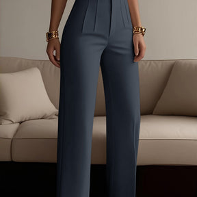 Women's Solid Color Zipper Detail Pants