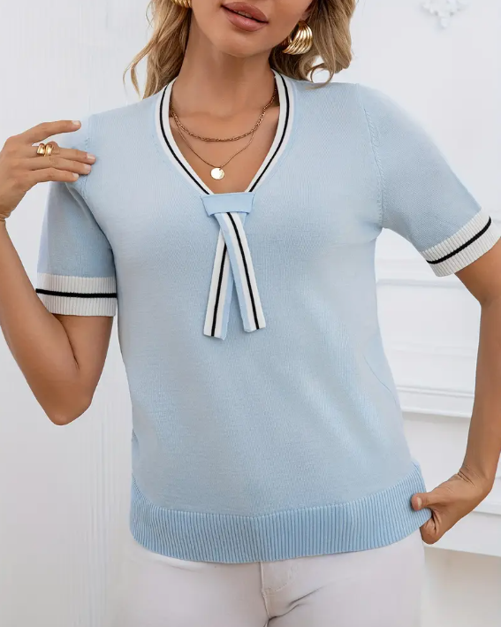 Women's V-Color Block Chic Blouse