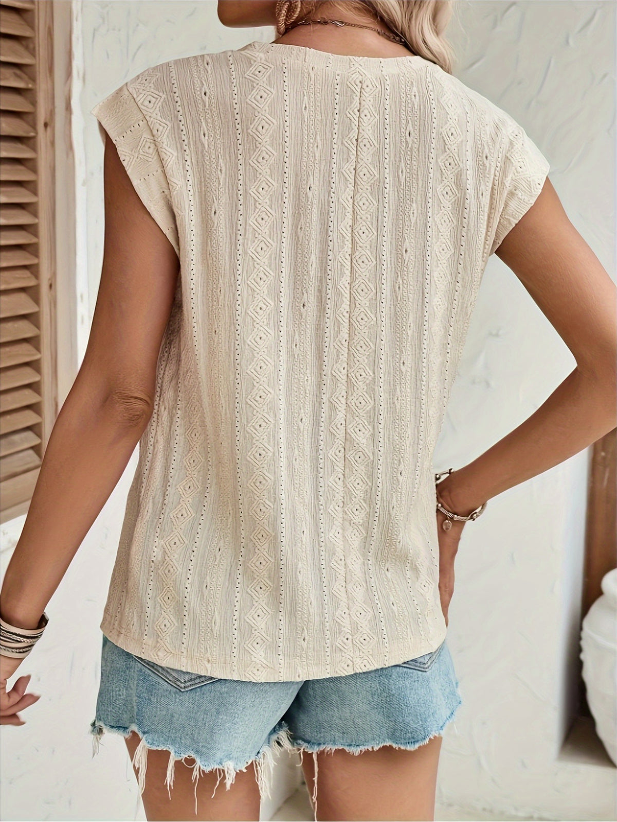 Light Beige Textured Blouse for Women