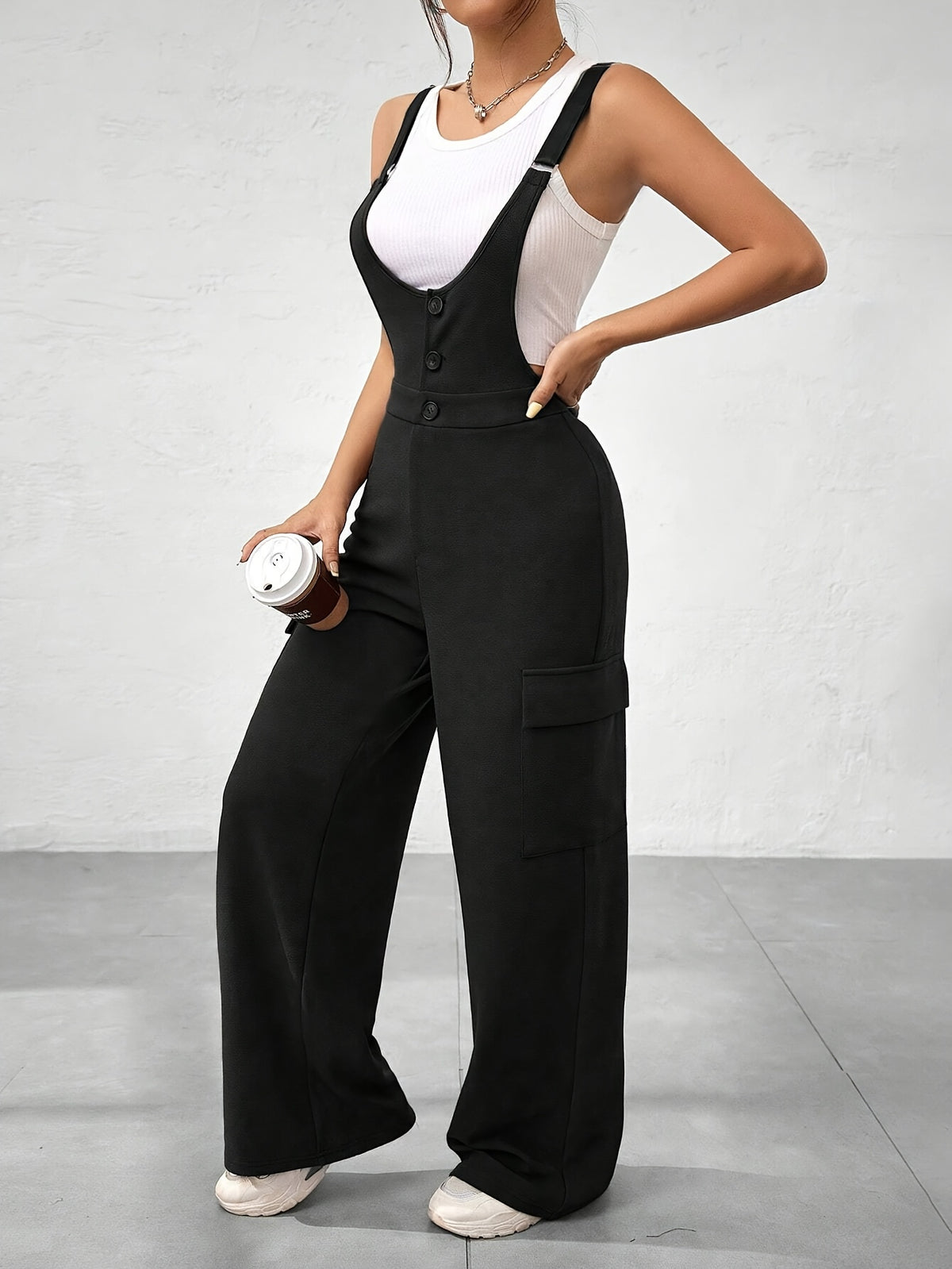 Chic Solid Color Women's Jumpsuit with Pockets