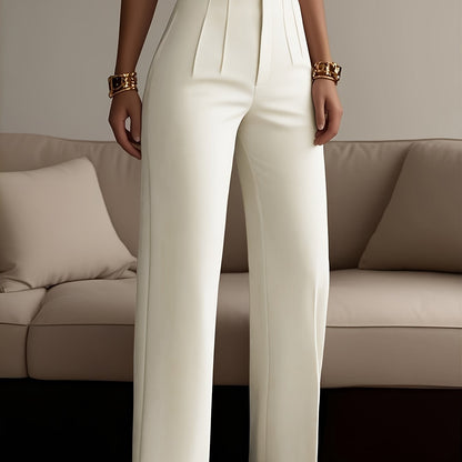 Women's Solid Color Zipper Detail Pants