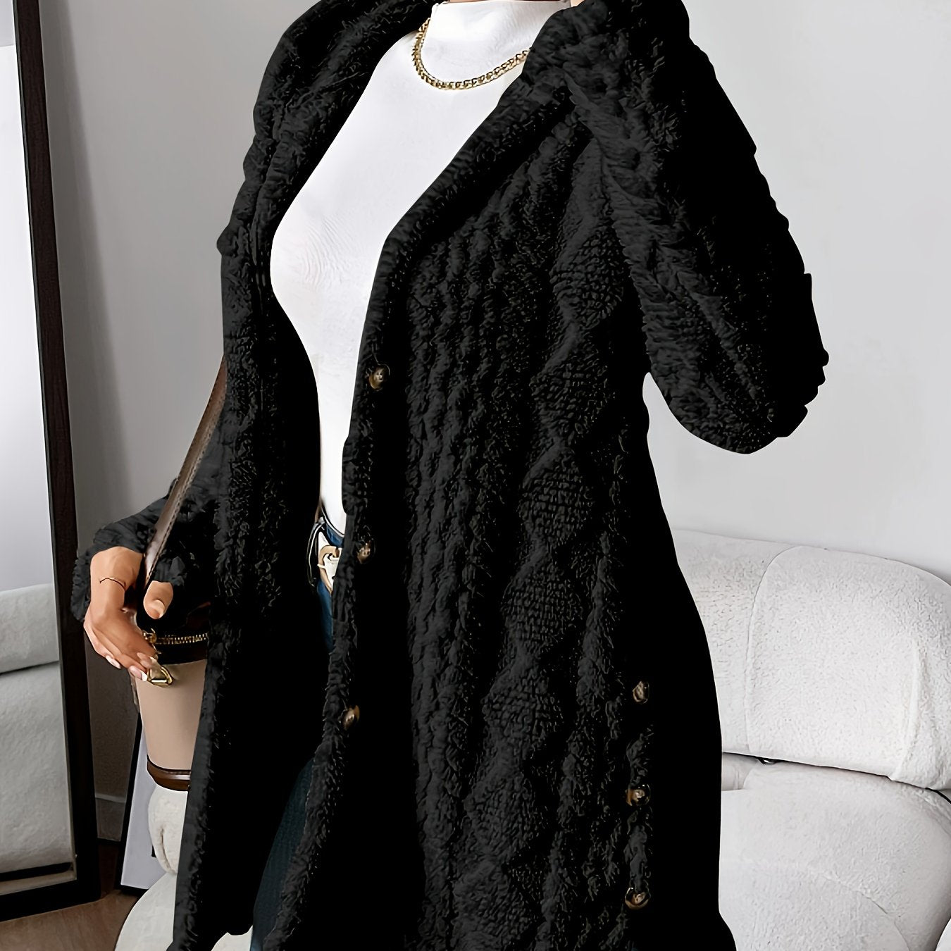 Cozy Women's Cardigan with Diamond Pattern