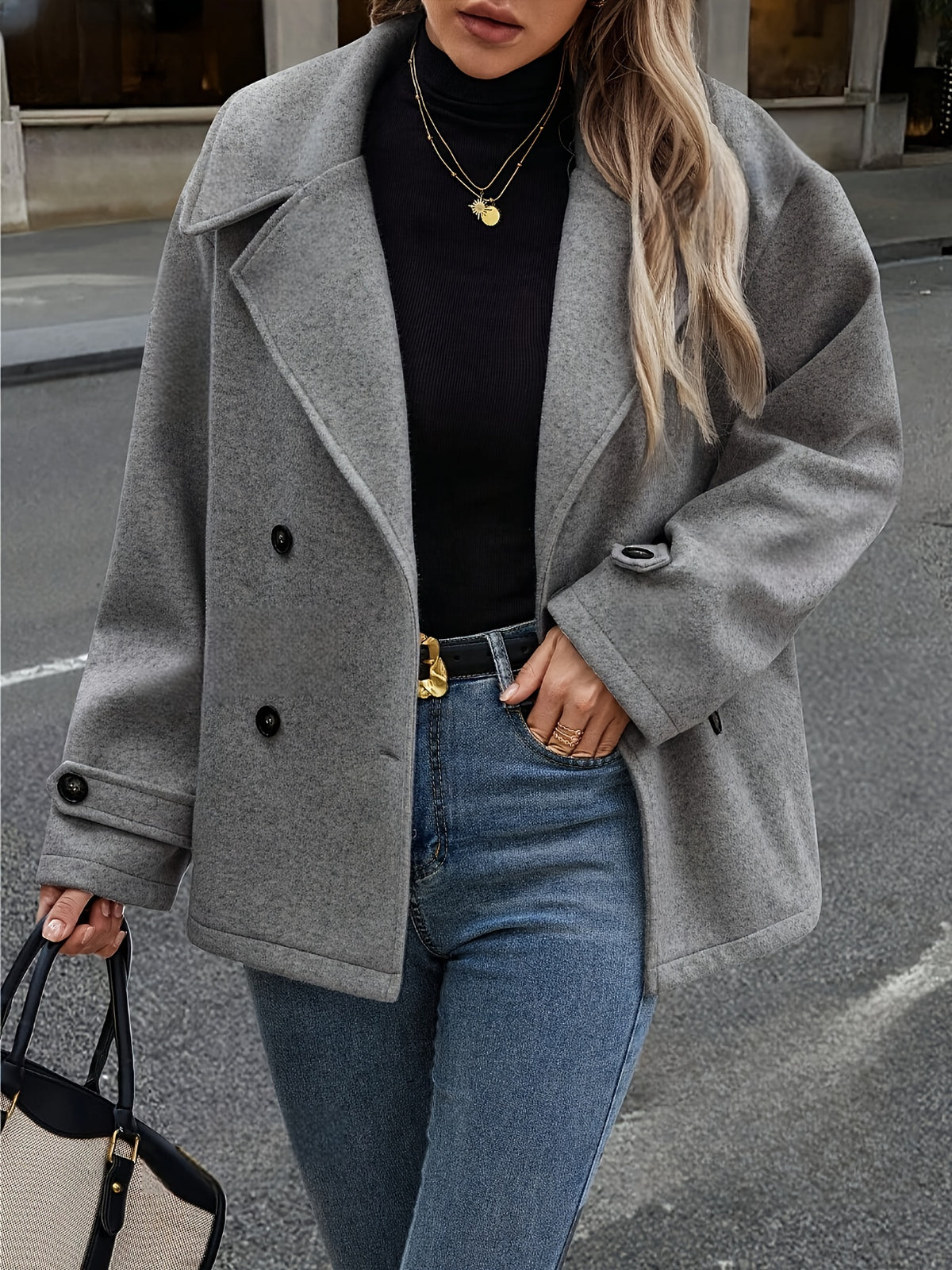 Women's Stylish Double-Breasted Collar Coat