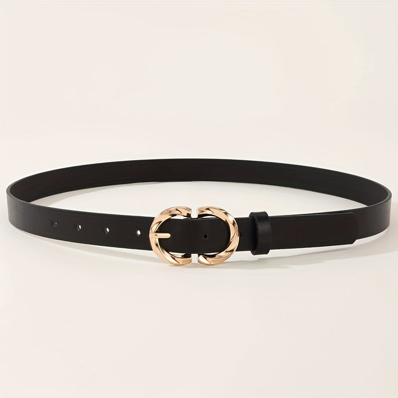 PU Leather Belt with Classic Metal Buckle for Women - Stylish Accessory for Jeans and Dresses