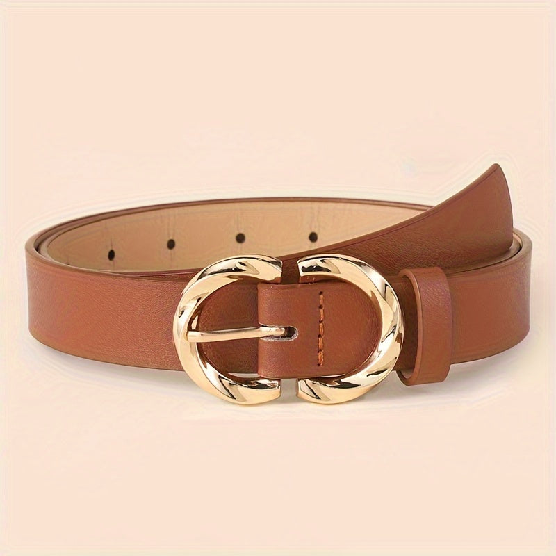PU Leather Belt with Classic Metal Buckle for Women - Stylish Accessory for Jeans and Dresses