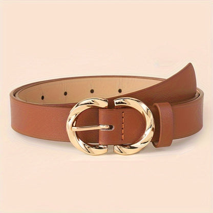 PU Leather Belt with Classic Metal Buckle for Women - Stylish Accessory for Jeans and Dresses