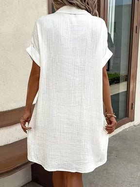 Women's Short Sleeve Button-Up Shirt Dress