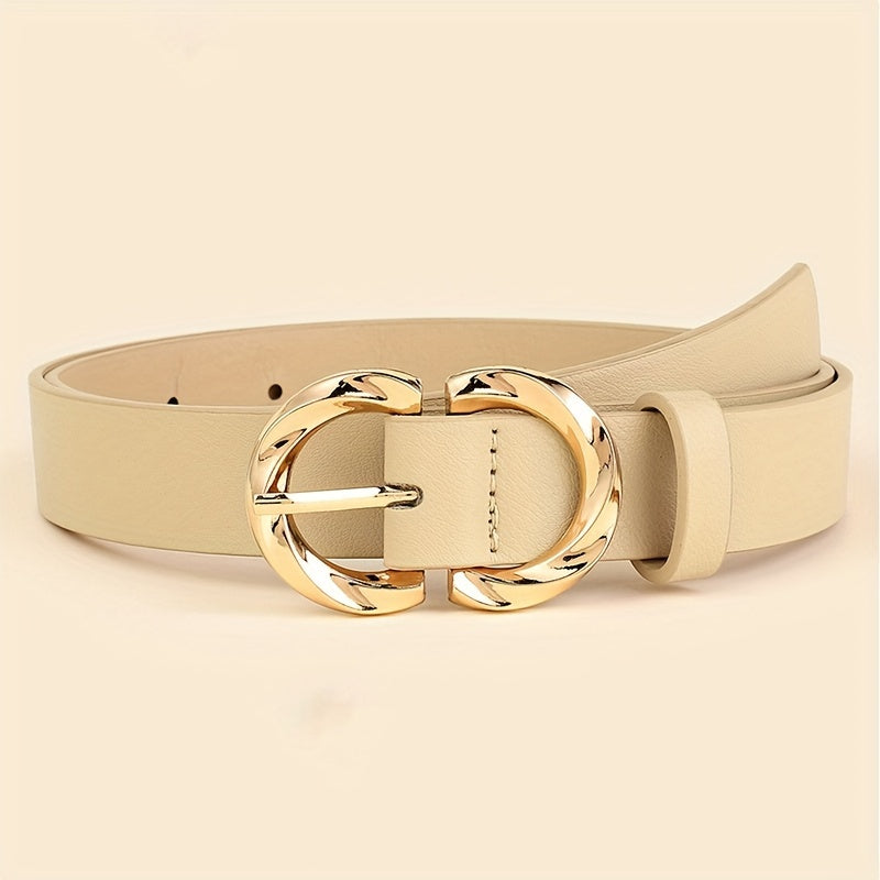 PU Leather Belt with Classic Metal Buckle for Women - Stylish Accessory for Jeans and Dresses
