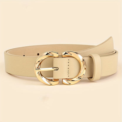 PU Leather Belt with Classic Metal Buckle for Women - Stylish Accessory for Jeans and Dresses