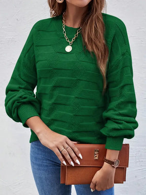 Women's High Stretch Casual Round Neck Long Sleeve Pullover Sweater