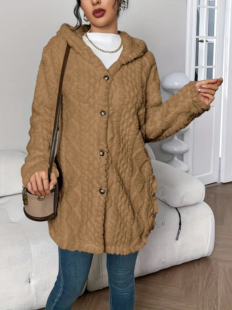 Cozy Women's Cardigan with Diamond Pattern