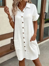 Women's Short Sleeve Button-Up Shirt Dress