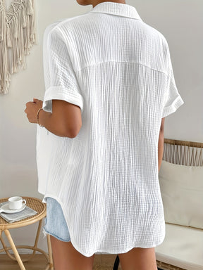 Lightweight Casual Women's Blouse with Button and Lapel Collar
