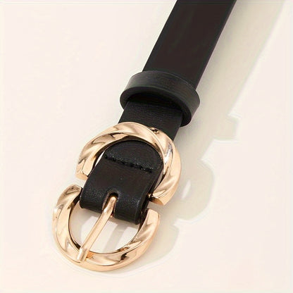 PU Leather Belt with Classic Metal Buckle for Women - Stylish Accessory for Jeans and Dresses