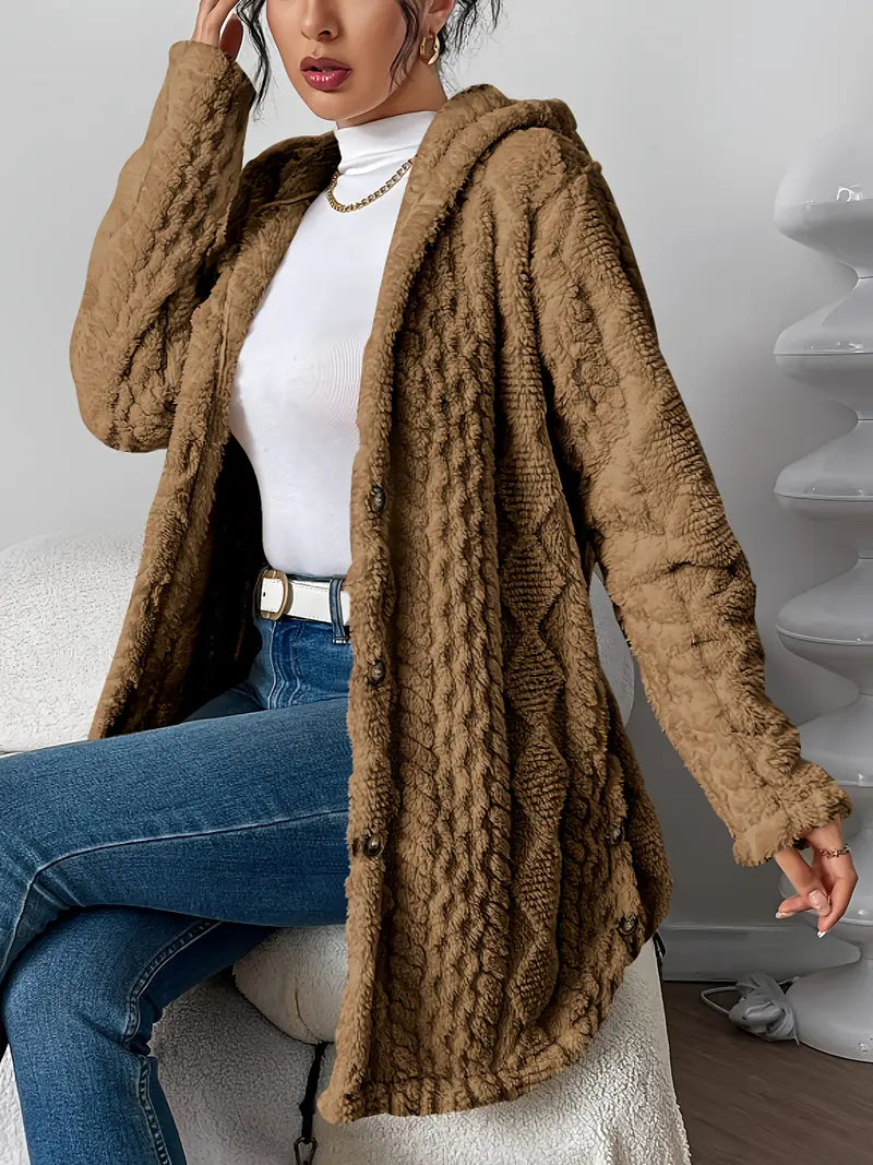 Cozy Women's Cardigan with Diamond Pattern