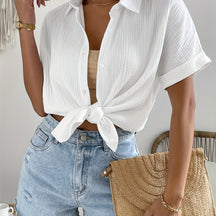 Lightweight Casual Women's Blouse with Button and Lapel Collar