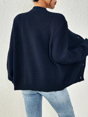 Chic Women's Solid Color Front Button Knit Cardigan Sweater Jacket for Spring and Autumn