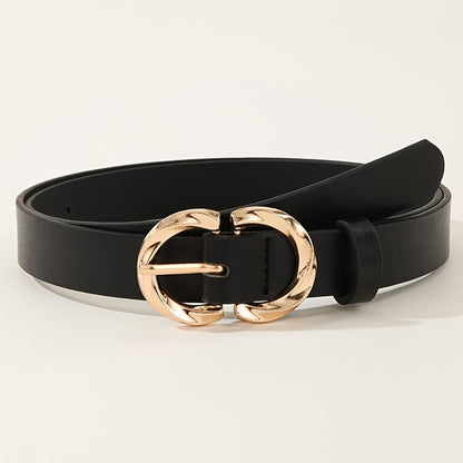 PU Leather Belt with Classic Metal Buckle for Women - Stylish Accessory for Jeans and Dresses