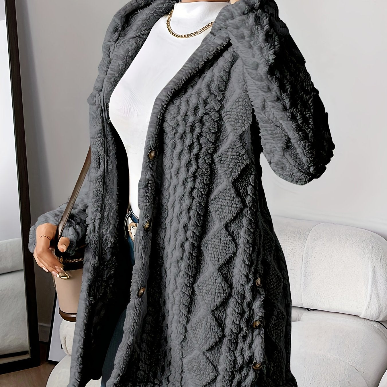 Cozy Women's Cardigan with Diamond Pattern